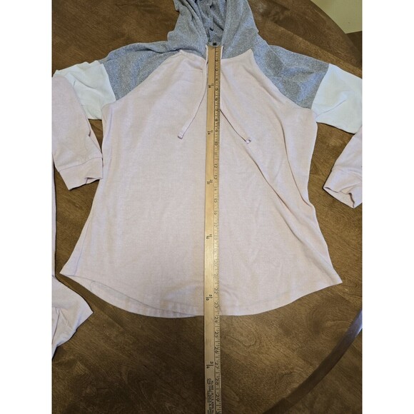 Bobbie Brooks Women Large Pink Gray Long Sleeve Hoodie Pullover Sweatshirt - Picture 4 of 10